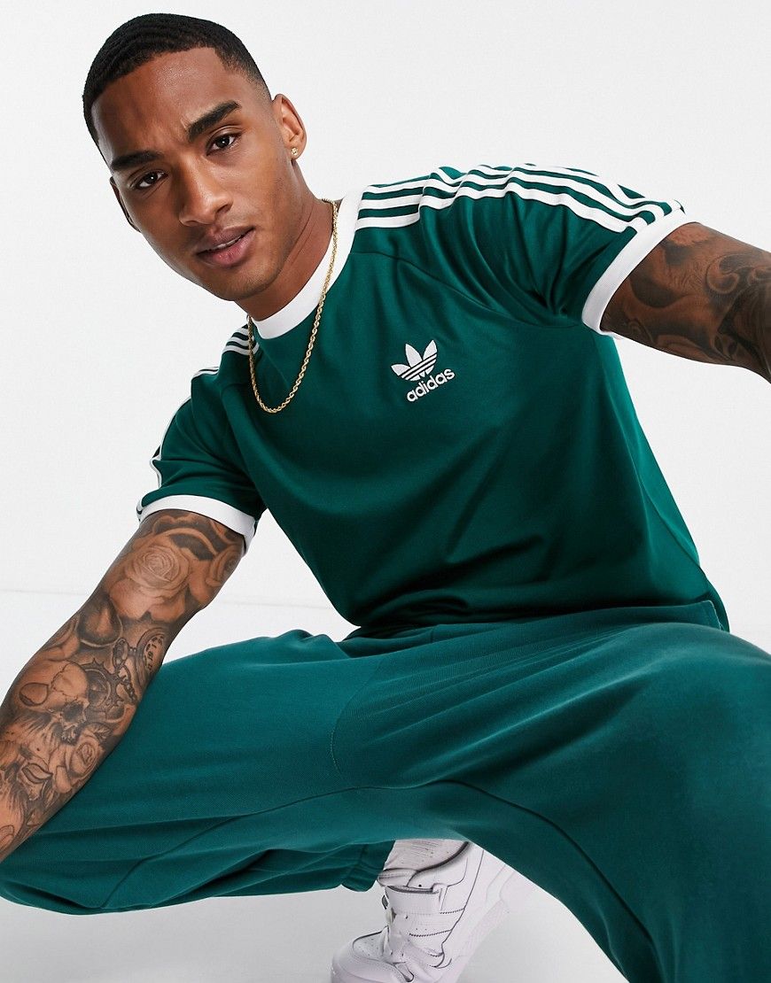 adidas Originals adicolor three stripe t-shirt in collegate green